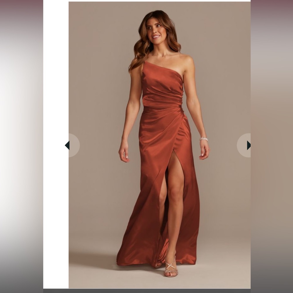 Charmeuse draped one shoulder bridesmaid dress